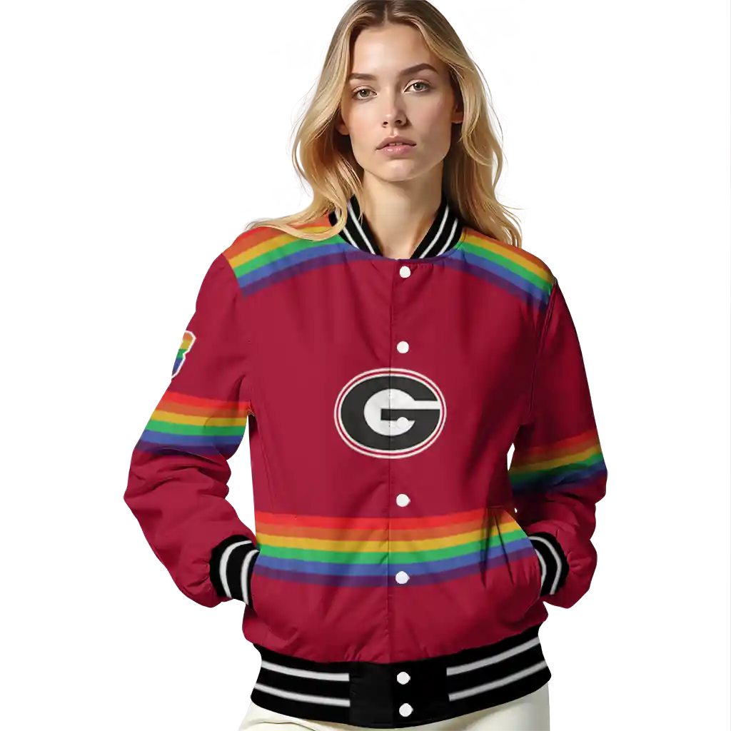 customized georgia bulldogs rainbow jersey number red varsity jacket latest model customized georgia bulldogs rainbow jersey number red varsity jacket latest model