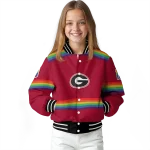 customized georgia bulldogs rainbow jersey number red varsity jacket best selling