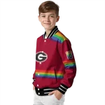customized georgia bulldogs rainbow jersey number red varsity jacket best selling