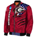 customized georgia bulldogs usa flag claws red bomber jacket best selling