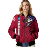 customized georgia bulldogs usa flag claws red bomber jacket best selling