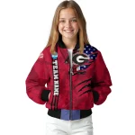 customized georgia bulldogs usa flag claws red bomber jacket best selling