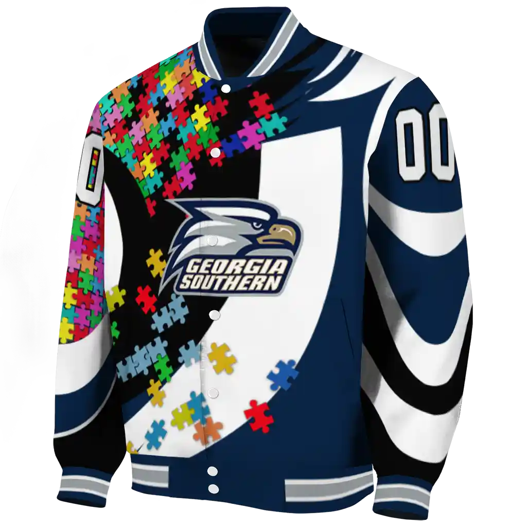 customized georgia southern eagles stars and stripes slashes blue varsity jacket best selling customized georgia southern eagles stars and stripes slashes blue varsity jacket best selling