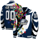 customized georgia southern eagles stars and stripes slashes blue varsity jacket best selling
