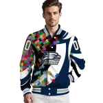 customized georgia southern eagles stars and stripes slashes blue varsity jacket best selling