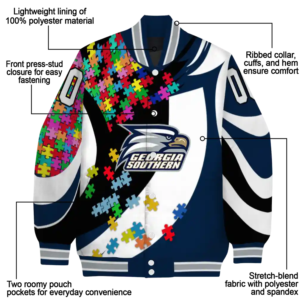 customized georgia southern eagles stars and stripes slashes blue varsity jacket new arrival customized georgia southern eagles stars and stripes slashes blue varsity jacket new arrival