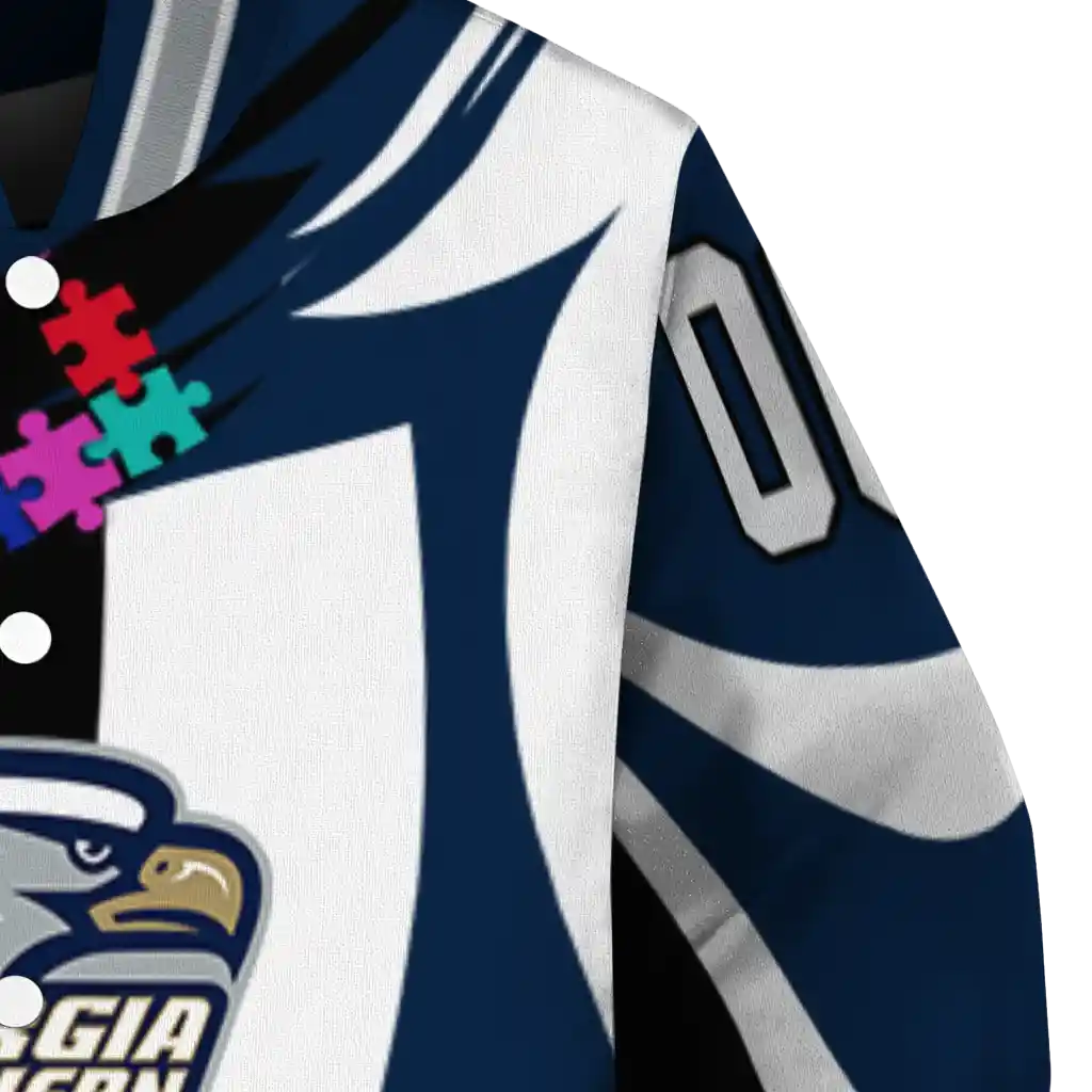 customized georgia southern eagles stars and stripes slashes blue varsity jacket premium grade customized georgia southern eagles stars and stripes slashes blue varsity jacket premium grade
