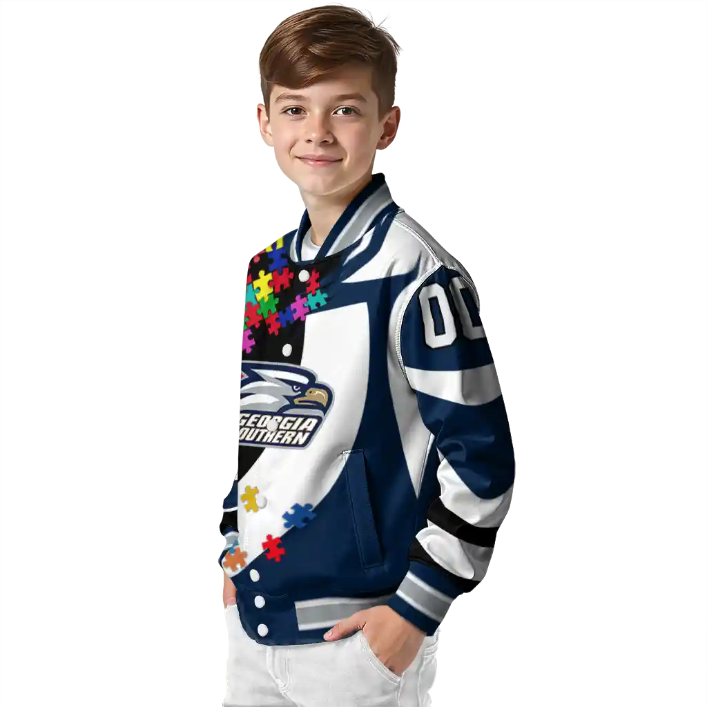 customized georgia southern eagles stars and stripes slashes blue varsity jacket trendy customized georgia southern eagles stars and stripes slashes blue varsity jacket trendy