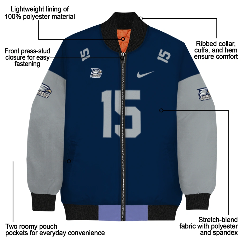 customized georgia southern eagles team patch blue bomber jacket new arrival customized georgia southern eagles team patch blue bomber jacket new arrival