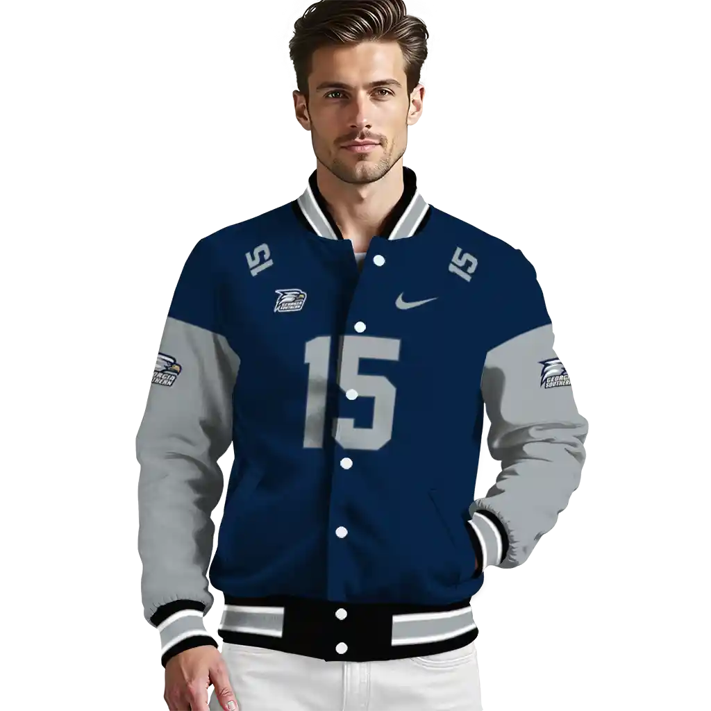 customized georgia southern eagles team patch blue varsity jacket high quality customized georgia southern eagles team patch blue varsity jacket high quality