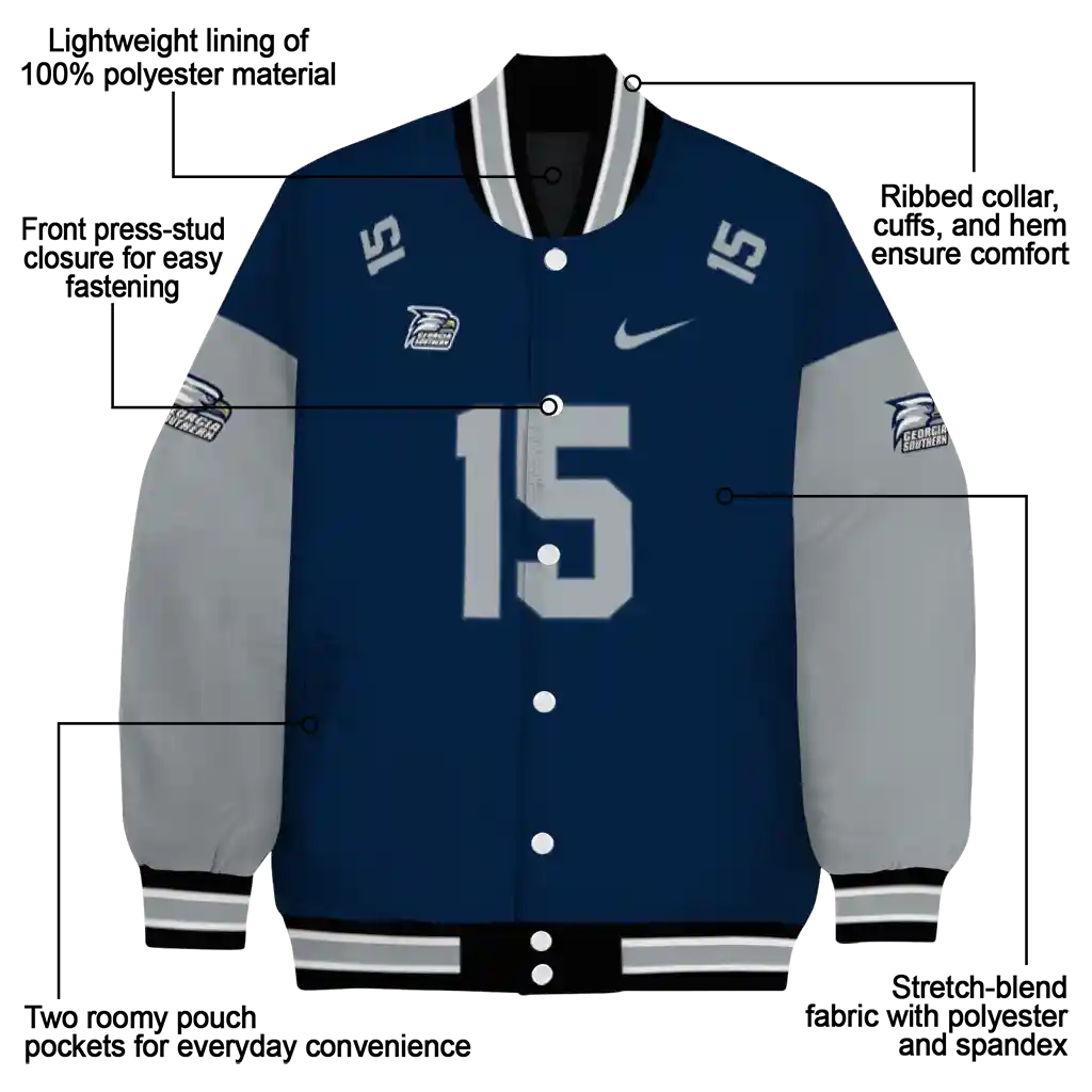 customized georgia southern eagles team patch blue varsity jacket new arrival customized georgia southern eagles team patch blue varsity jacket new arrival