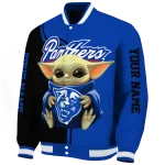 customized georgia state panthers adorable yoda blue black varsity jacket best selling