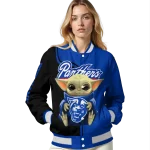 customized georgia state panthers adorable yoda blue black varsity jacket best selling