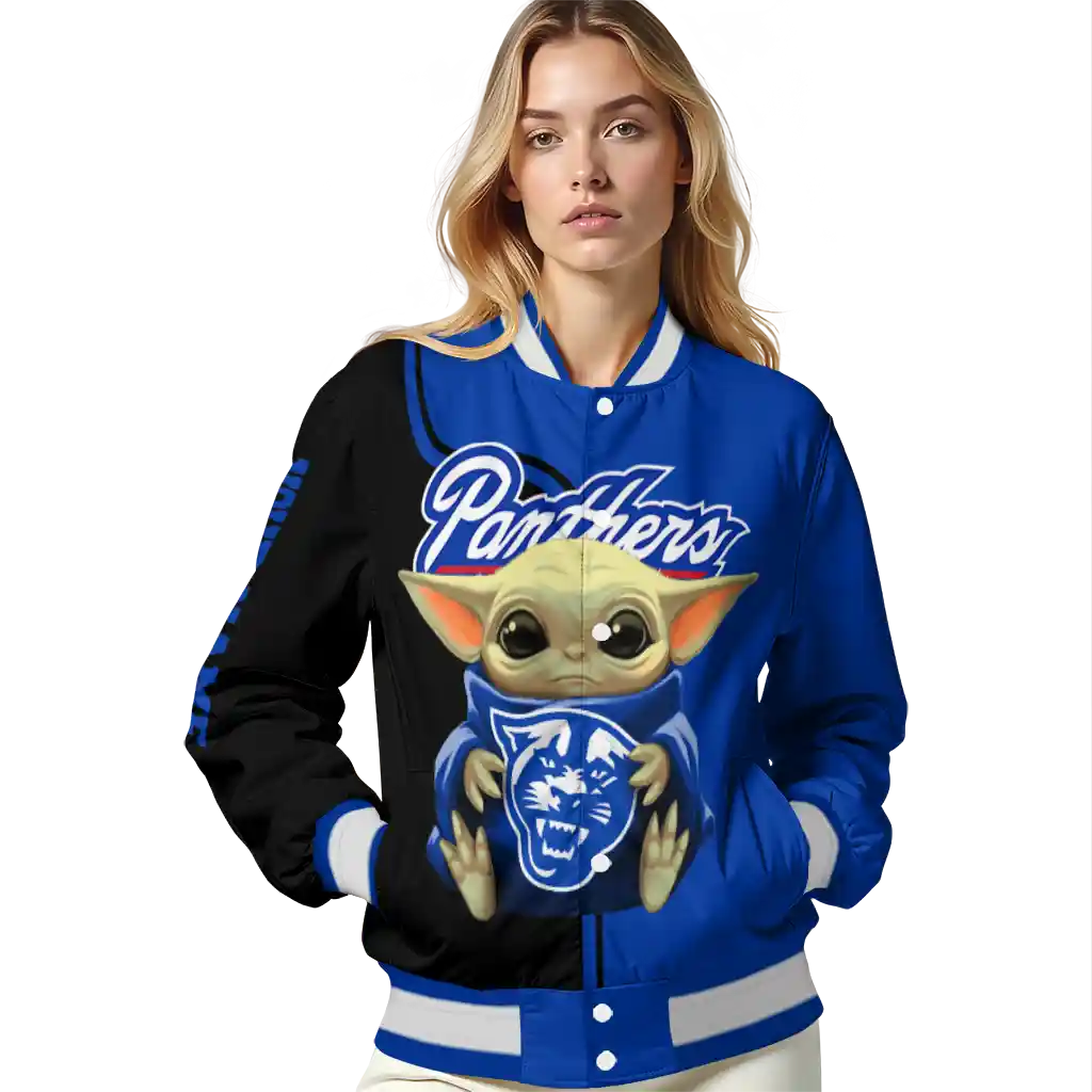 customized georgia state panthers adorable yoda blue black varsity jacket latest model customized georgia state panthers adorable yoda blue black varsity jacket latest model