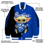 customized georgia state panthers adorable yoda blue black varsity jacket best selling