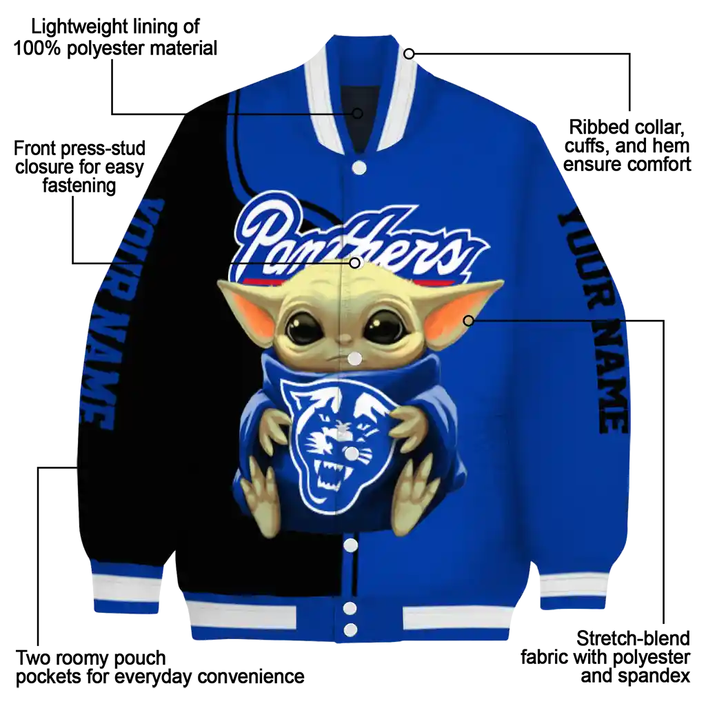 customized georgia state panthers adorable yoda blue black varsity jacket new arrival customized georgia state panthers adorable yoda blue black varsity jacket new arrival