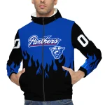 customized georgia state panthers flame trim blue black windbreaker jacket best selling
