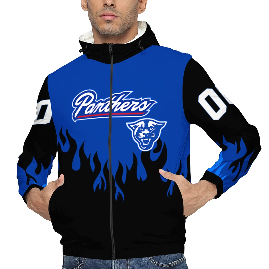customized georgia state panthers flame trim blue black windbreaker jacket top rated customized georgia state panthers flame trim blue black windbreaker jacket top rated
