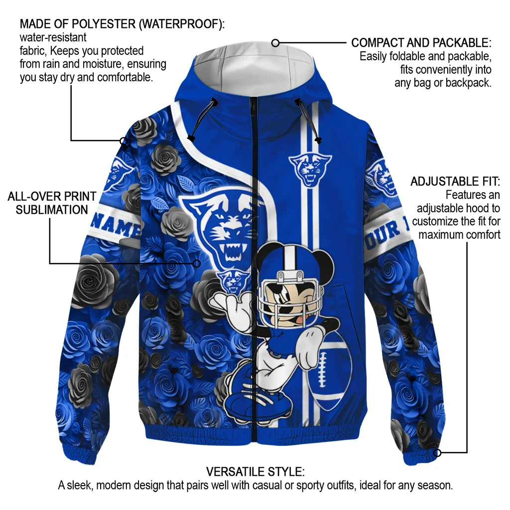 customized georgia state panthers football micky mouse blue windbreaker jacket new arrival customized georgia state panthers football micky mouse blue windbreaker jacket new arrival