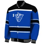 customized georgia state panthers stripe statement blue black varsity jacket best selling