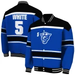 customized georgia state panthers stripe statement blue black varsity jacket best selling