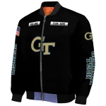 customized georgia tech yellow jackets american flag skull black bomber jacket best selling