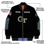 customized georgia tech yellow jackets american flag skull black bomber jacket best selling