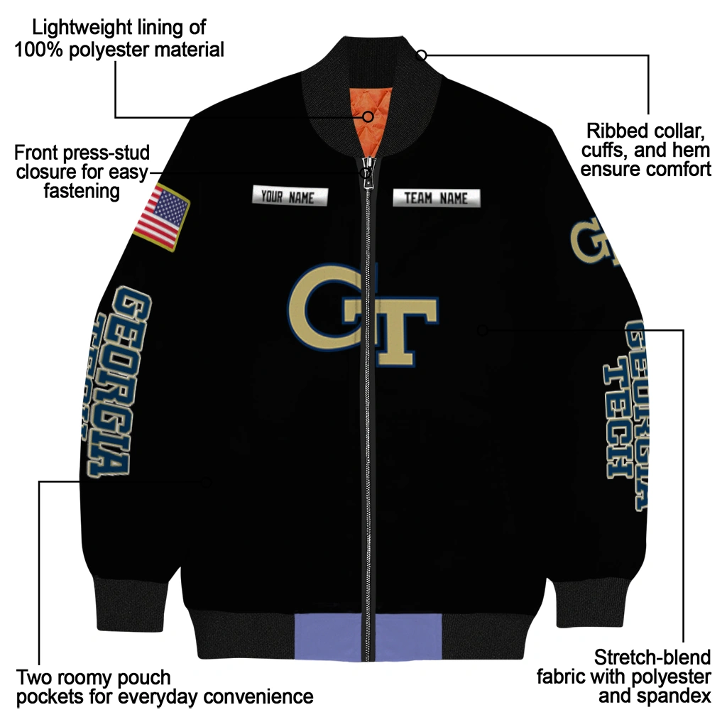 customized georgia tech yellow jackets american flag skull black bomber jacket new arrival customized georgia tech yellow jackets american flag skull black bomber jacket new arrival