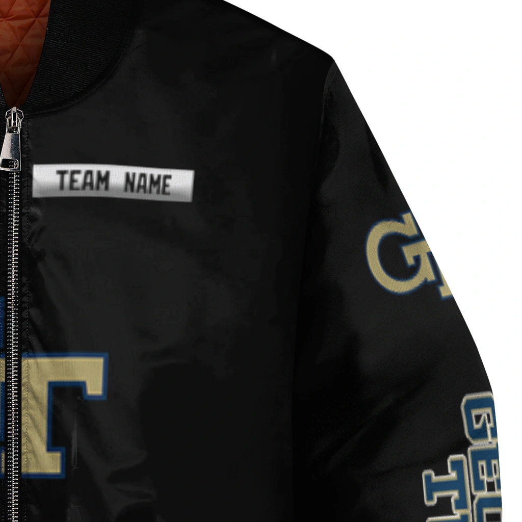 customized georgia tech yellow jackets american flag skull black bomber jacket premium grade customized georgia tech yellow jackets american flag skull black bomber jacket premium grade