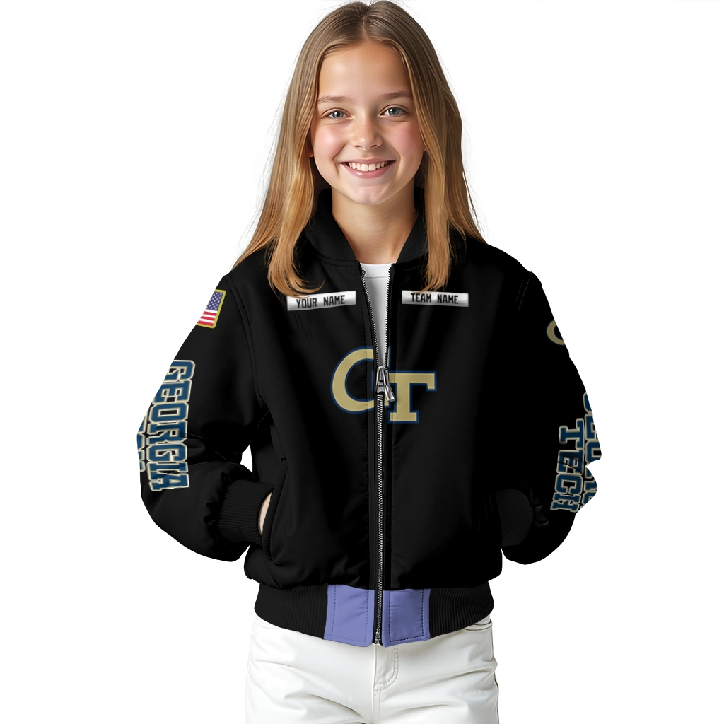 customized georgia tech yellow jackets american flag skull black bomber jacket top rated customized georgia tech yellow jackets american flag skull black bomber jacket top rated