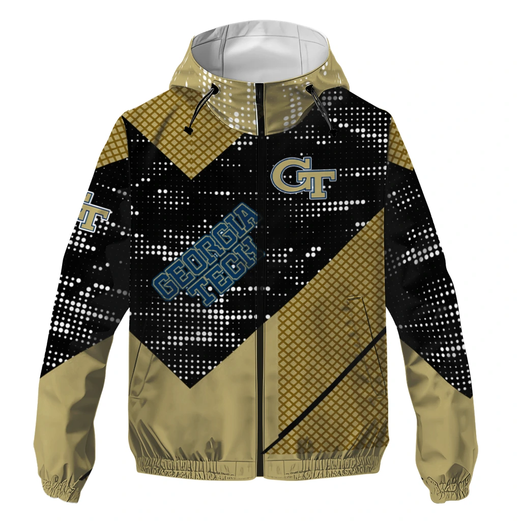 customized georgia tech yellow jackets arrow matrix gold black windbreaker jacket best selling customized georgia tech yellow jackets arrow matrix gold black windbreaker jacket best selling