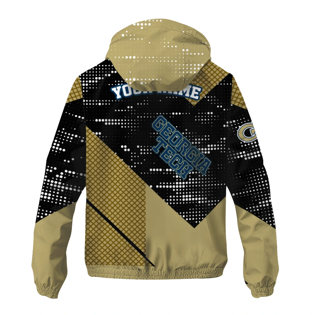 customized georgia tech yellow jackets arrow matrix gold black windbreaker jacket fashion forward customized georgia tech yellow jackets arrow matrix gold black windbreaker jacket fashion forward