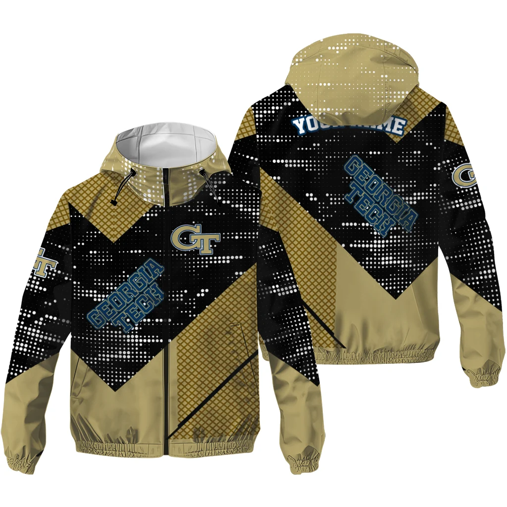 customized georgia tech yellow jackets arrow matrix gold black windbreaker jacket high quality customized georgia tech yellow jackets arrow matrix gold black windbreaker jacket high quality