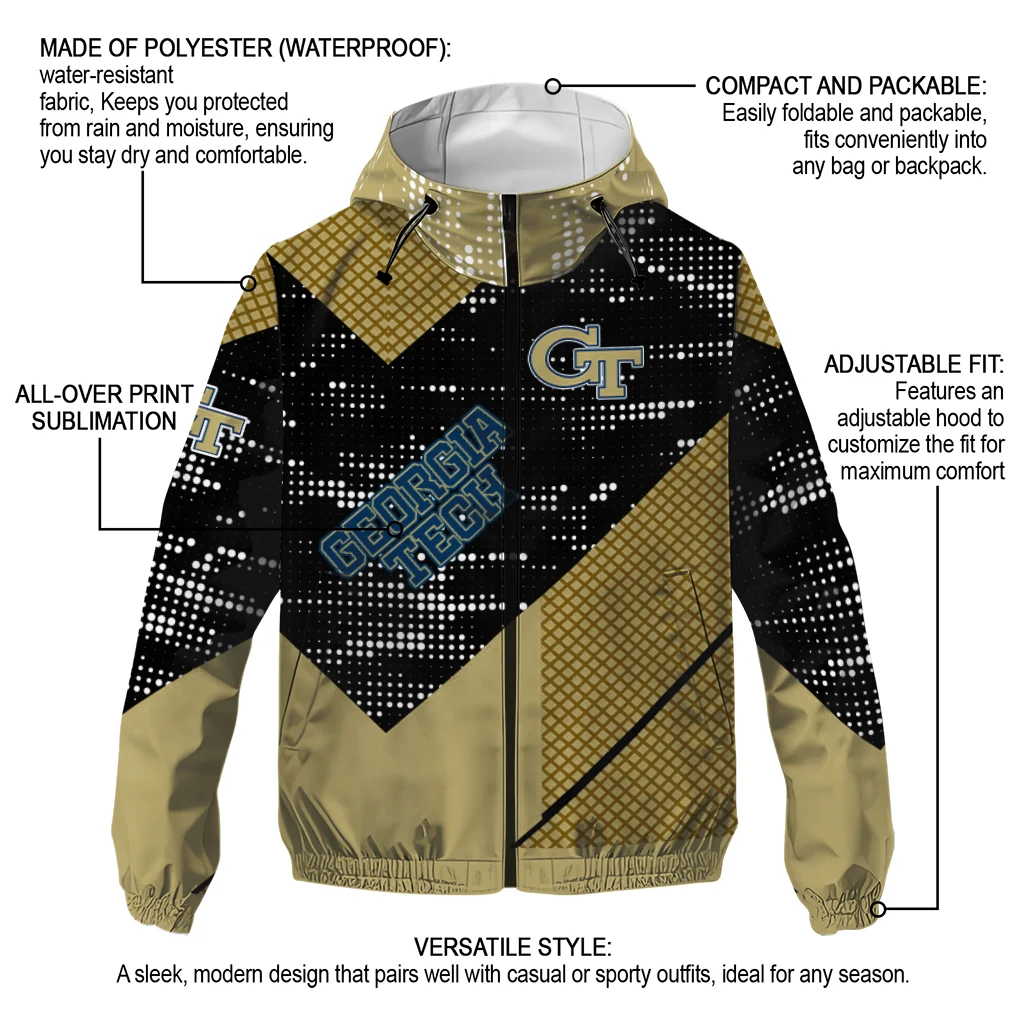 customized georgia tech yellow jackets arrow matrix gold black windbreaker jacket new arrival customized georgia tech yellow jackets arrow matrix gold black windbreaker jacket new arrival