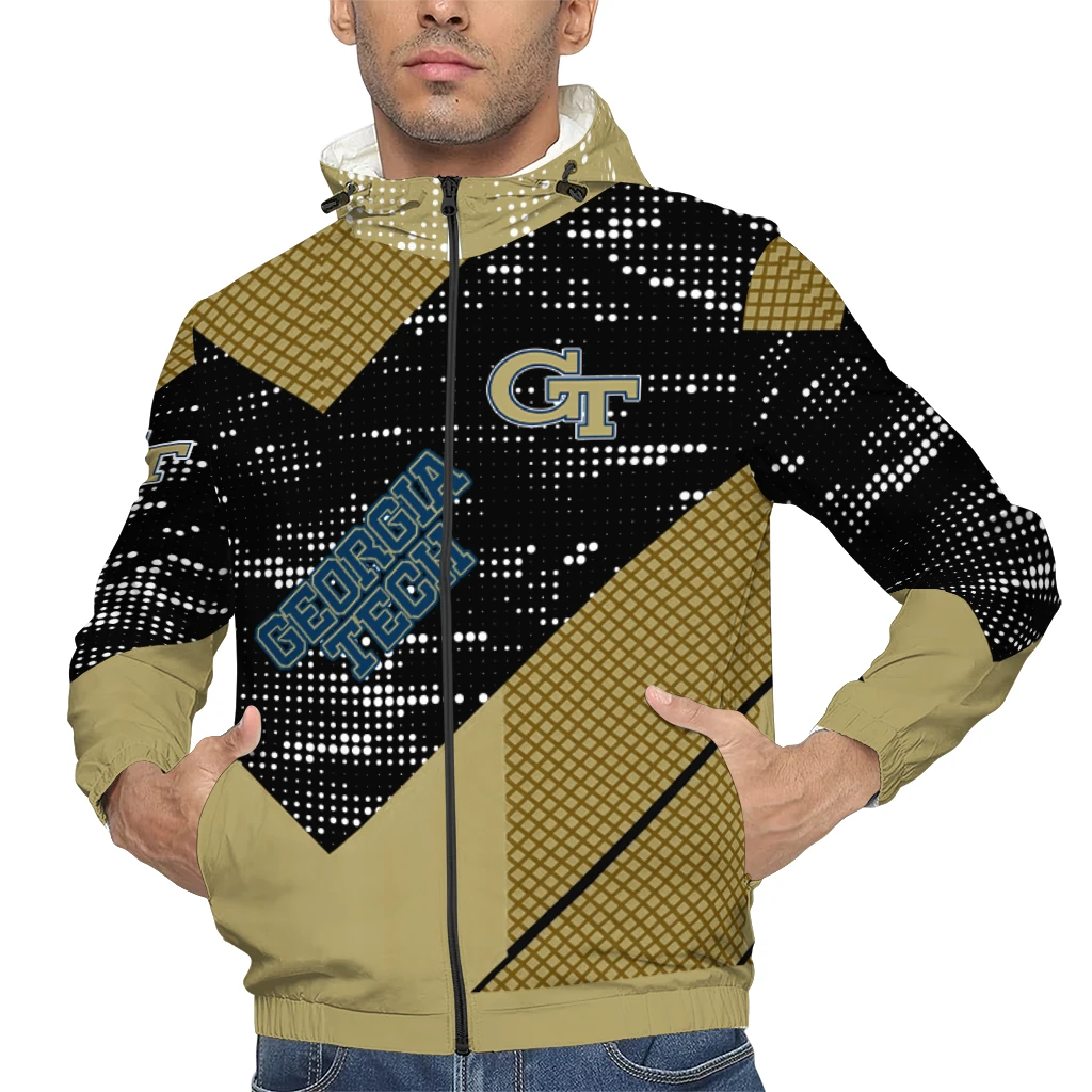 customized georgia tech yellow jackets arrow matrix gold black windbreaker jacket top rated customized georgia tech yellow jackets arrow matrix gold black windbreaker jacket top rated