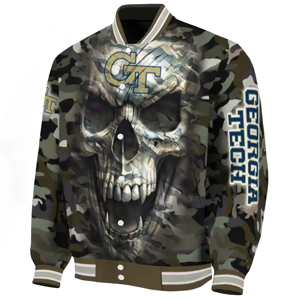 customized georgia tech yellow jackets camouflage skull camouflage varsity jacket best selling customized georgia tech yellow jackets camouflage skull camouflage varsity jacket best selling