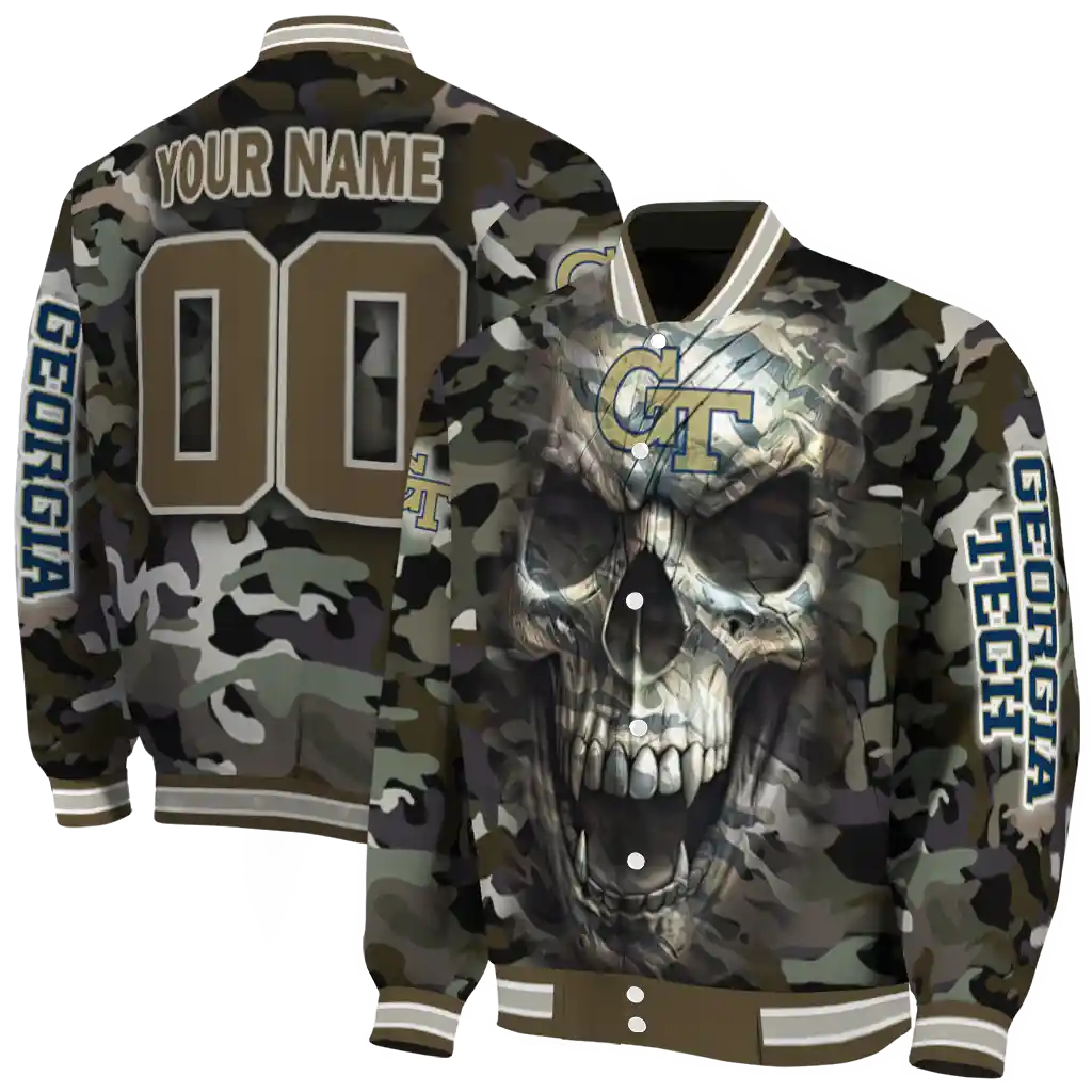 customized georgia tech yellow jackets camouflage skull camouflage varsity jacket fashion forward customized georgia tech yellow jackets camouflage skull camouflage varsity jacket fashion forward