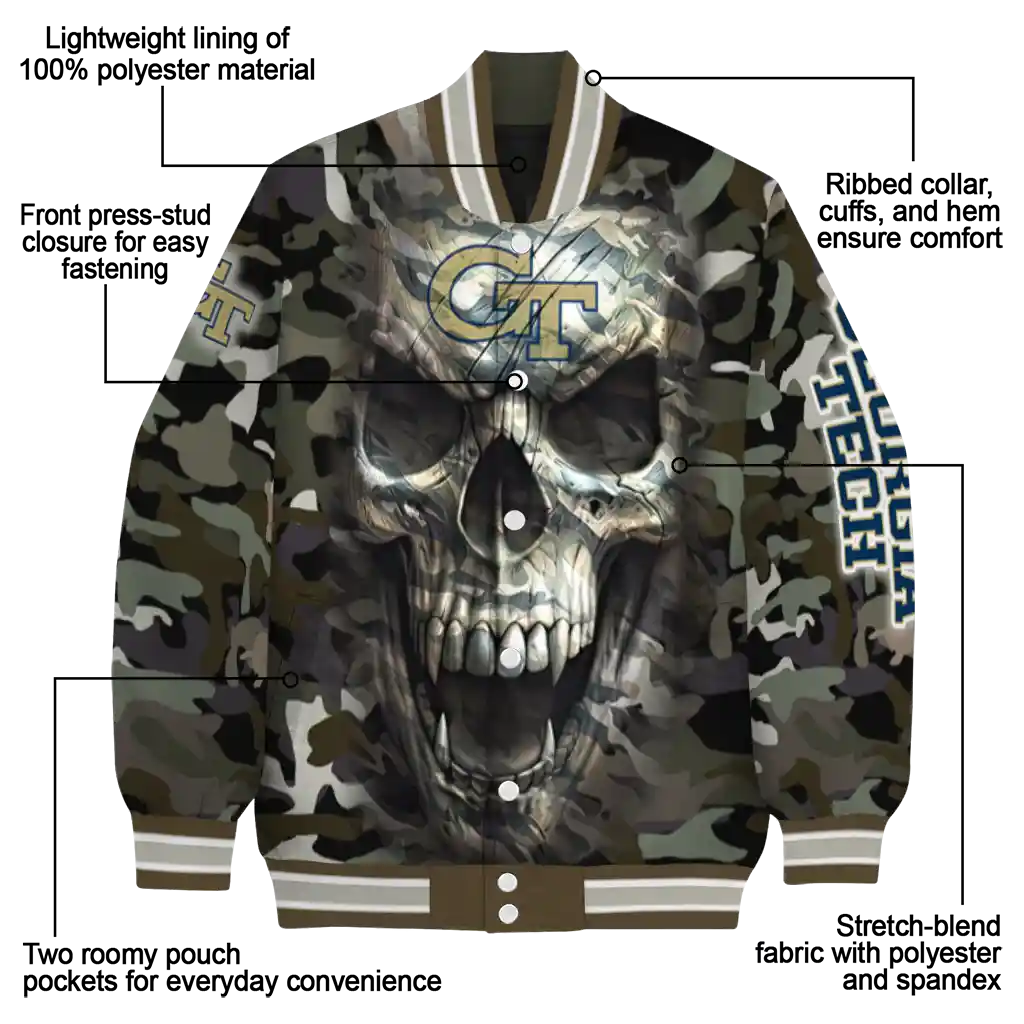 customized georgia tech yellow jackets camouflage skull camouflage varsity jacket new arrival customized georgia tech yellow jackets camouflage skull camouflage varsity jacket new arrival