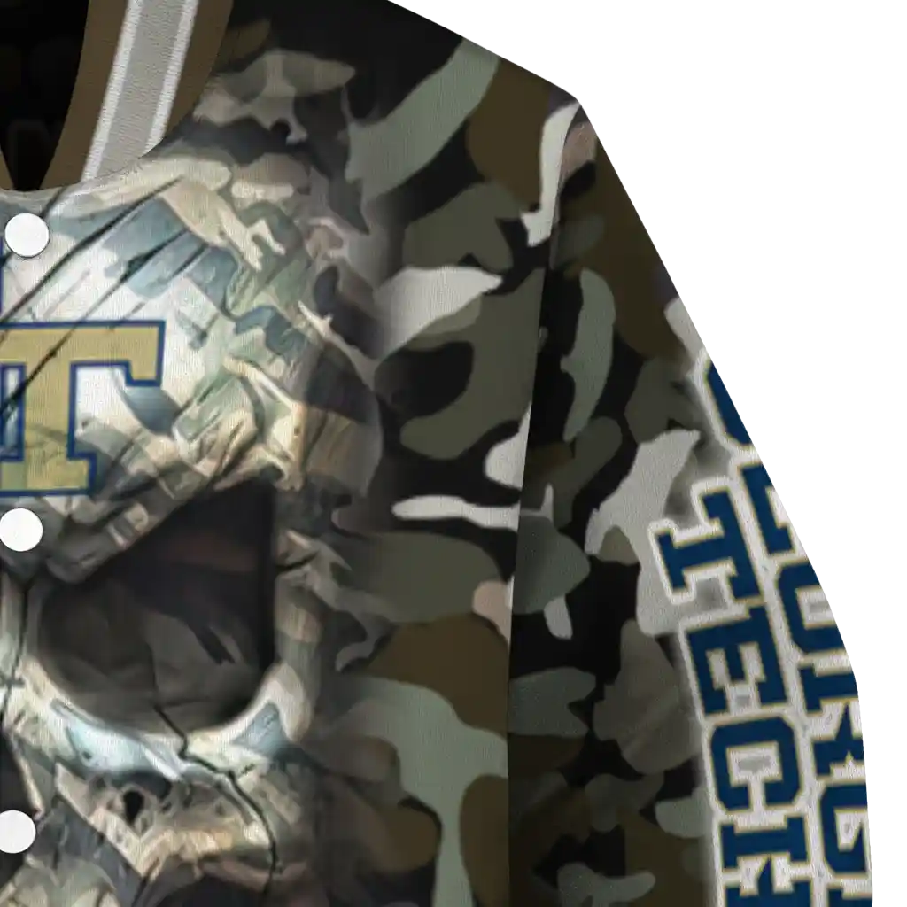 customized georgia tech yellow jackets camouflage skull camouflage varsity jacket premium grade customized georgia tech yellow jackets camouflage skull camouflage varsity jacket premium grade