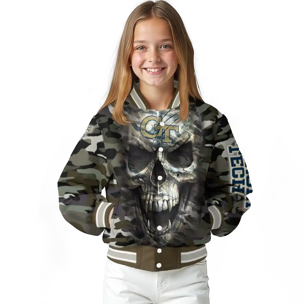 customized georgia tech yellow jackets camouflage skull camouflage varsity jacket top rated customized georgia tech yellow jackets camouflage skull camouflage varsity jacket top rated