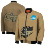 customized georgia tech yellow jackets claw effect beige bomber jacket best selling