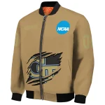 customized georgia tech yellow jackets claw effect beige bomber jacket best selling