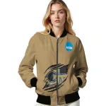 customized georgia tech yellow jackets claw effect beige bomber jacket best selling