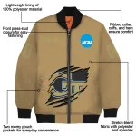customized georgia tech yellow jackets claw effect beige bomber jacket best selling