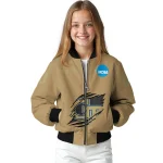 customized georgia tech yellow jackets claw effect beige bomber jacket best selling