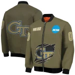 customized georgia tech yellow jackets claw mark gold bomber jacket best selling