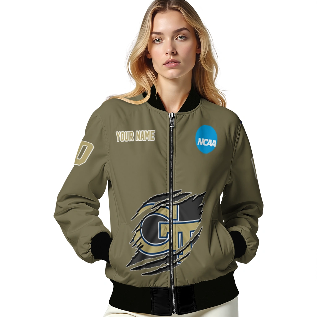 customized georgia tech yellow jackets claw mark gold bomber jacket latest model customized georgia tech yellow jackets claw mark gold bomber jacket latest model