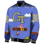 customized georgia tech yellow jackets mario blocks blue black varsity jacket best selling