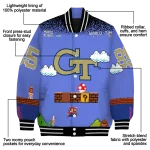 customized georgia tech yellow jackets mario blocks blue black varsity jacket best selling
