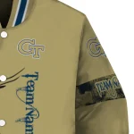 customized georgia tech yellow jackets tribal deer art gold varsity jacket best selling
